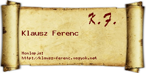 Klausz Ferenc névjegykártya