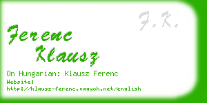 ferenc klausz business card